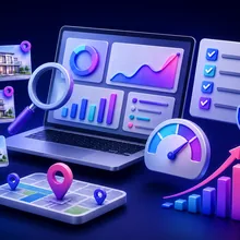 Real estate SEO analytics dashboard graphic