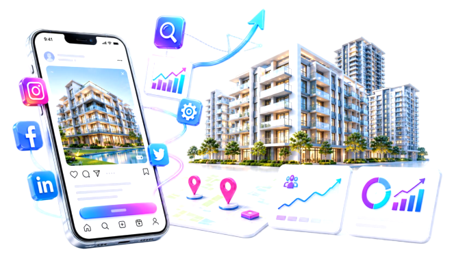 Real estate SEO agency Bangladesh hero graphic